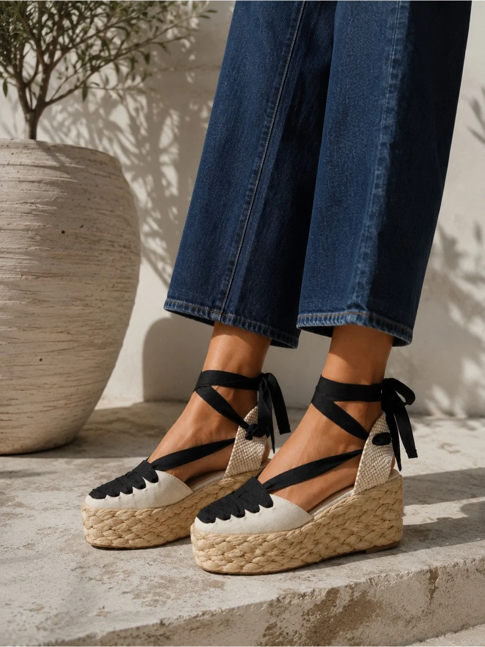 Loeffler Randall Mason Platform Espadrille Natural Black